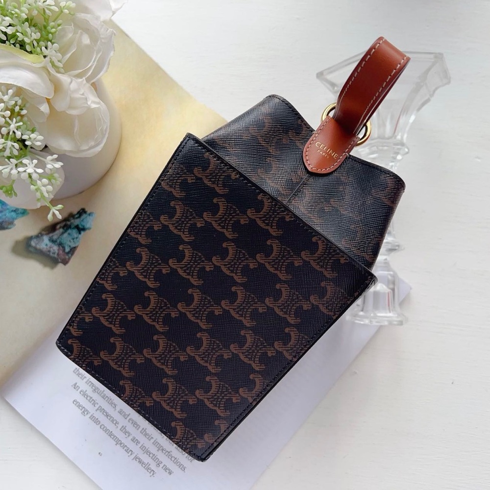 Celine Burnt Triomphe Canvas Strap Box Bag